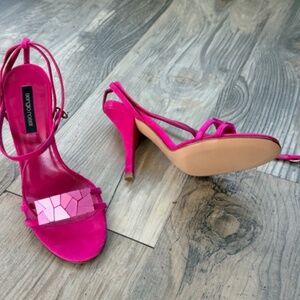 Never worn-Sergio Rossi 3" Pink Strappy Suede Sandals